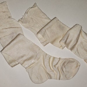 Vintage Children's Stockings Socks Silk Set of 2 White 1920 1930 image 4