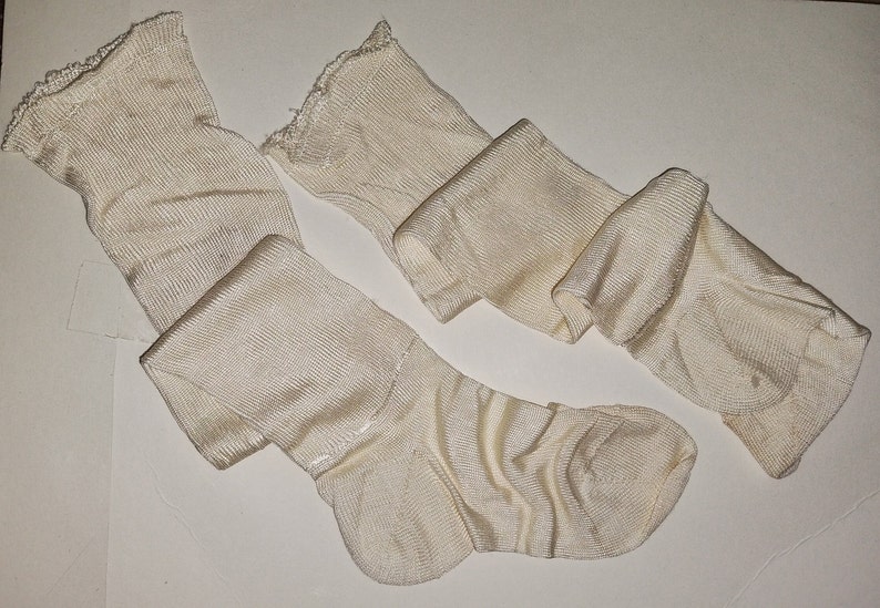 Vintage Children's Stockings Socks Silk Set of 2 White 1920 1930 image 4