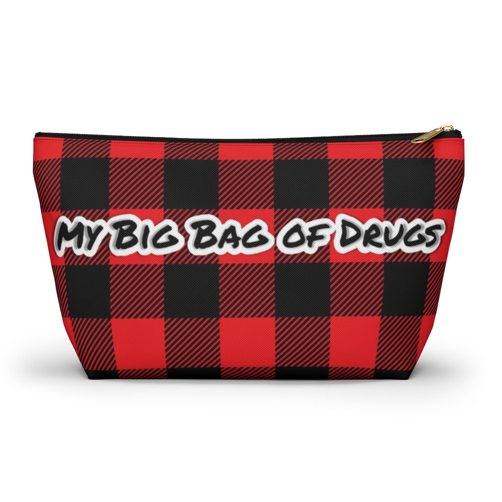 Buffalo Plaid Initial Canvas Makeup Bag - Groovy Girl Gifts