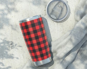 Red and Black Lumberjack Buffalo Check Plaid 20oz Tumbler