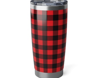 Red and Black Buffalo Checked Lumberjack Insulated Tumbler Stainless Steel 20oz