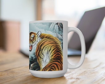 Tiger King Ceramic Mug 15oz Capcaity Japanese Brush Painting