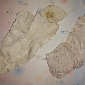 Vintage Children's Stockings Socks Silk Set of 2 White 1920 1930 image 1