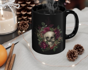 Goth Style Skull and Roses Coffee Mug Cup Dishwasher Microwave Safe