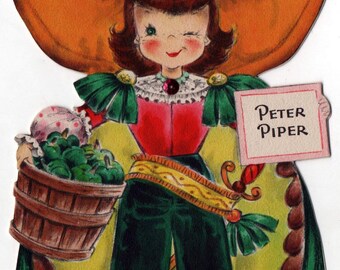 Hallmark Peter Piper Doll Card Make Believe #3 Unused 1950 Signed Viv