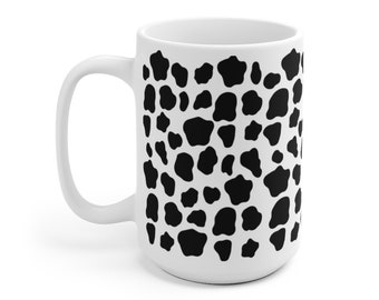Black and White Cow Print Ceramic Mug 15 Ounces Microwave and Dishwasher Safe