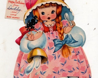 Little Miss Muffet Doll Card Forget-Me-Not 1949 American Greeting