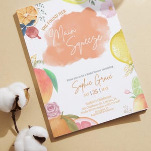 Main Squeeze Brautdusche Einladung, Zitrone Brautdusche, Zitrus Brautdusche Einladung, Zitrus Zitrone Thema, Brautdusche