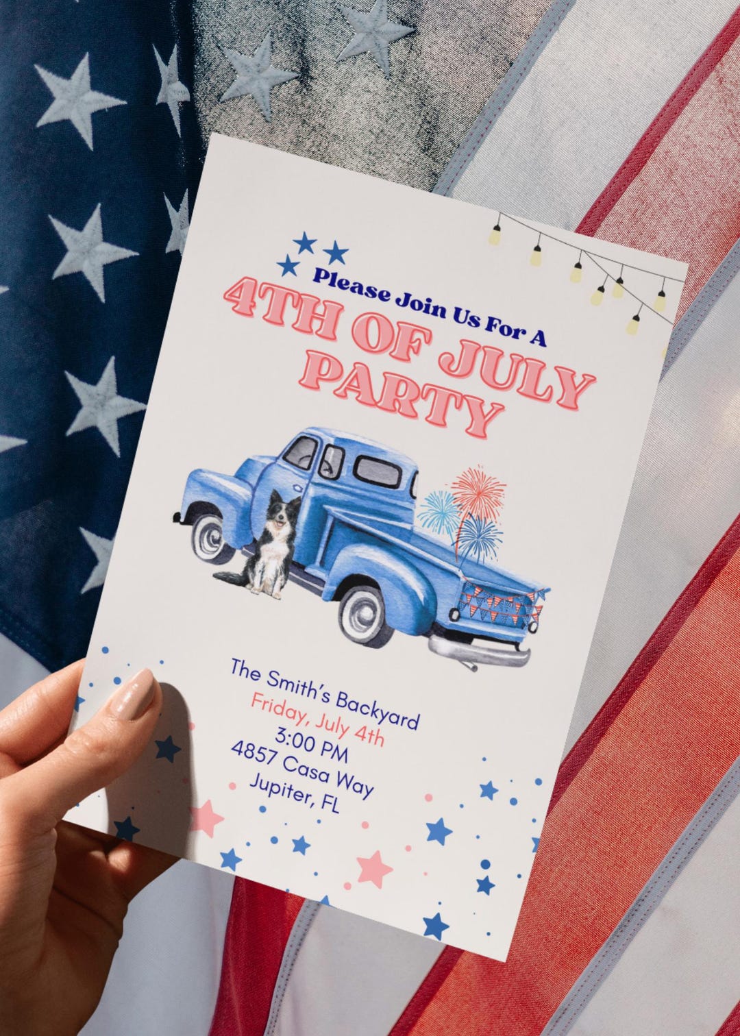 Editable 4th of July Invite, Patriotic Party Invite, Independence Day