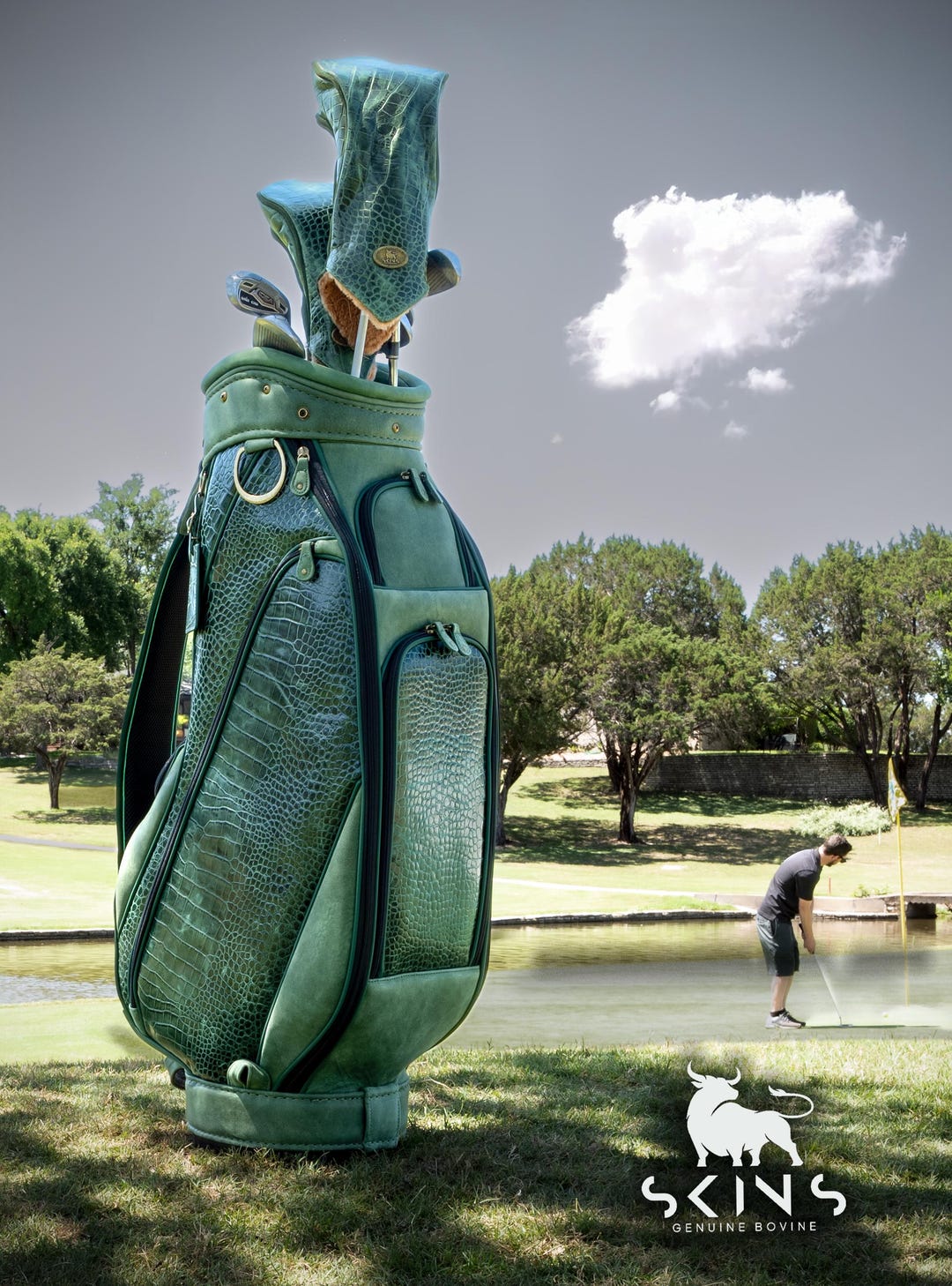 Handmade Green Croc Embossed Full Grain Leather Golf Bag - Etsy