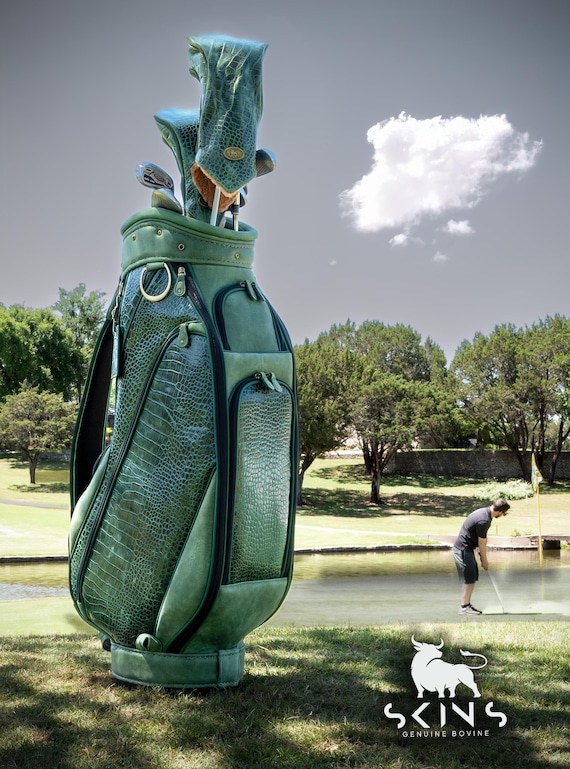 Handmade Green Croc Embossed Full Grain Leather Golf Bag - Etsy