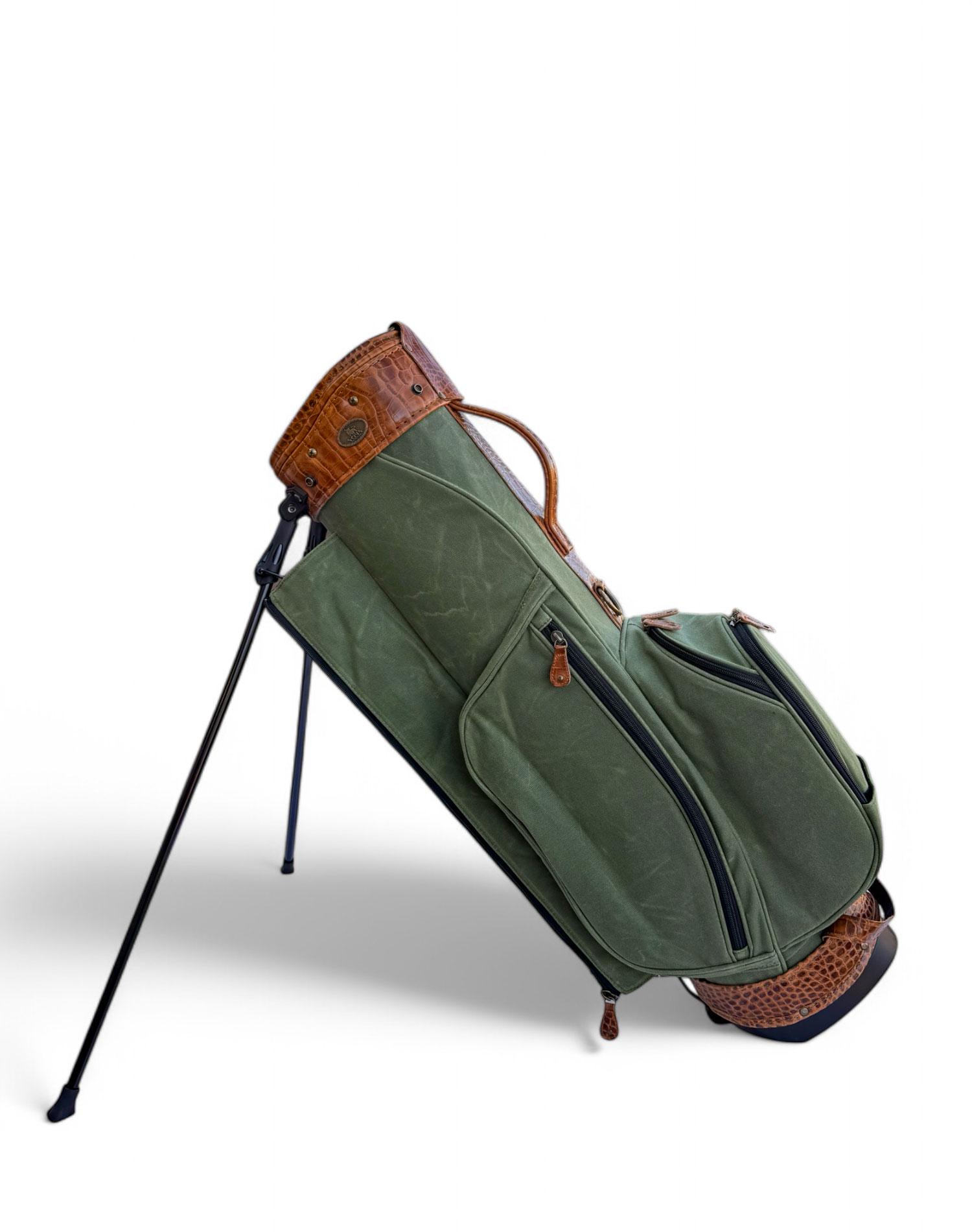 【新品未使用】Cph/Golf™ TOURBON × Cph/Golf カーキ Green Canvas With Brown Croc Leather Stand Golf Bag - Etsy
