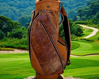 Handmade Croc Embossed Leather Golf Bag – Full Grain Cowhide