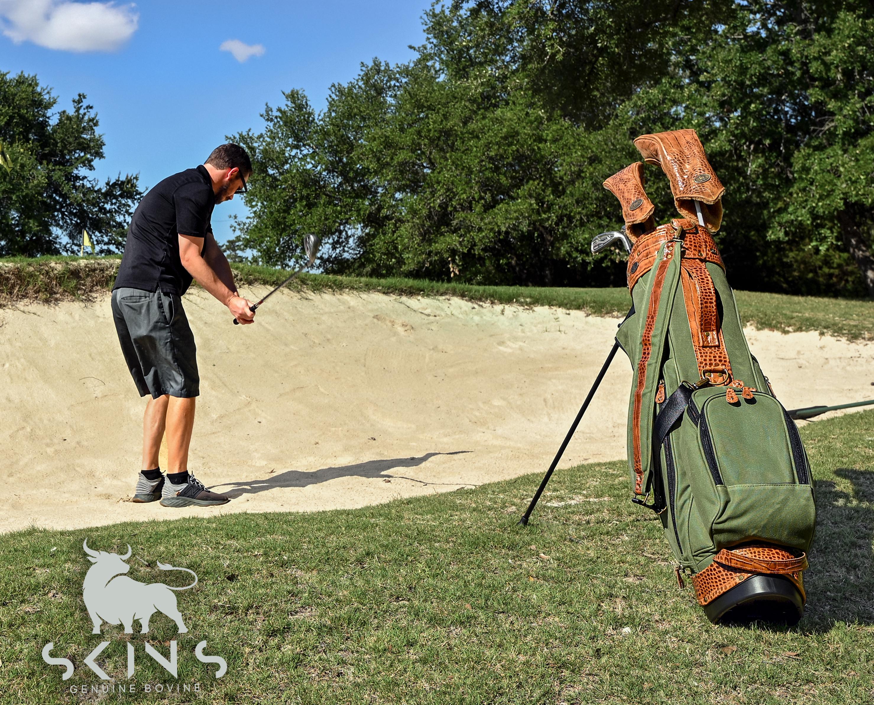Green Canvas With Brown Croc Leather Stand Golf Bag - Etsy