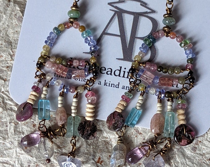 Dancing Earrings: Gemstone bridge earrings by alienBeadings
