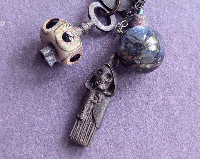 The Monk's Keys: Long strand of Mysteries with Eye Bead and Hel figure