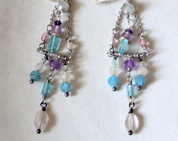 Spring Rain: Sparkly light gemstone dangle earrings by alienBeadings