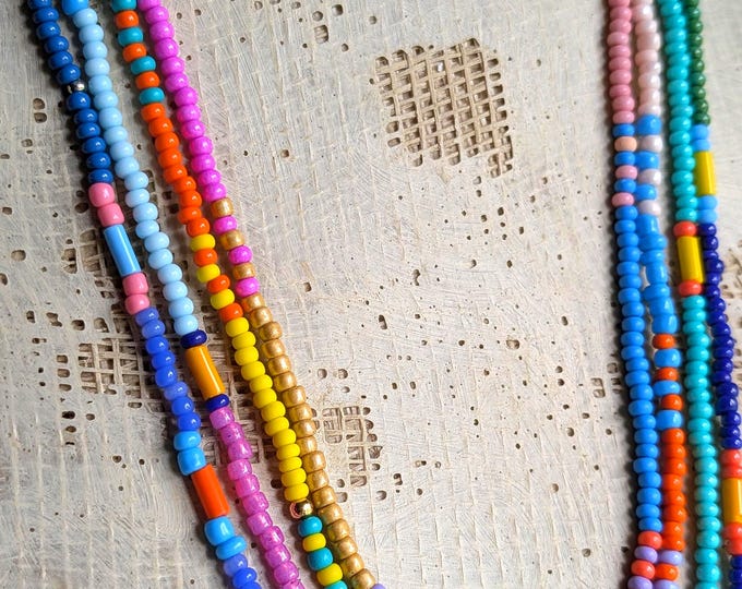 Electric Quartet: Four Czech Seedbead Strands in Hot Colors