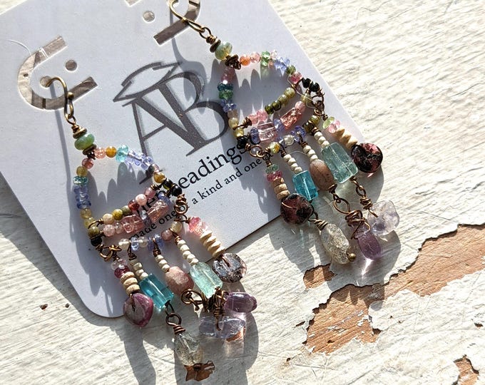 Dancing Earrings: Gemstone bridge earrings by alienBeadings
