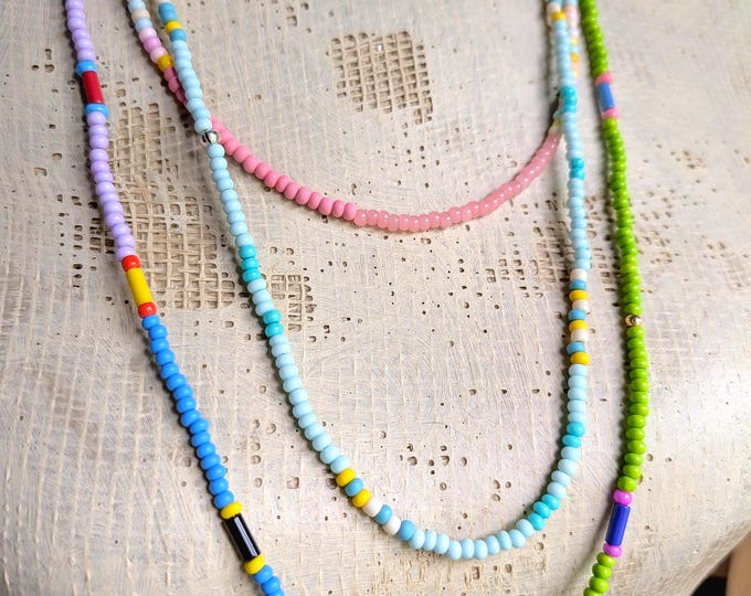 Three Brilliant Seedbead Strands in Mojito shades