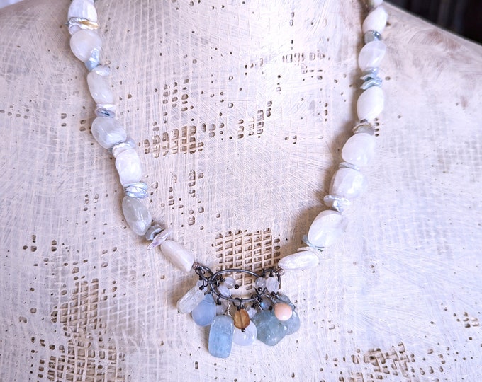 Ice Dance: Wabi Sabi Dancing Dangle Gemstone Necklace by  alienBeadings