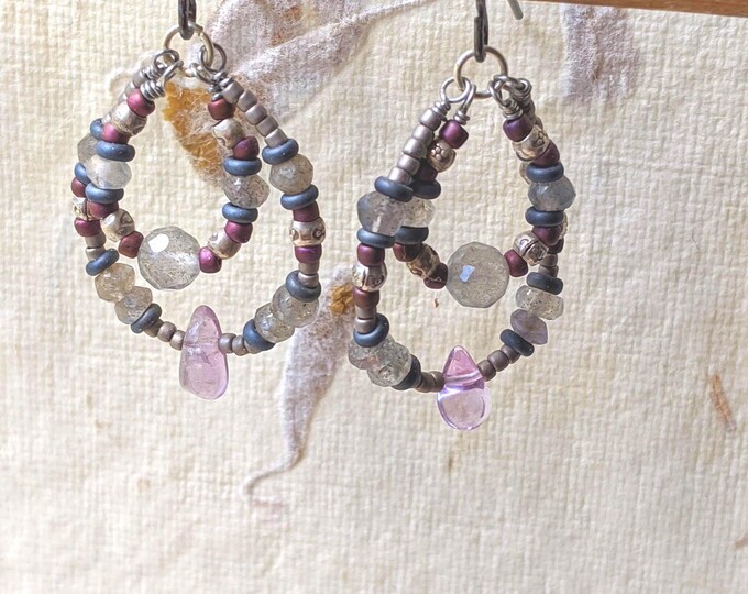 Smoke and Incense Gemstone ring earrings