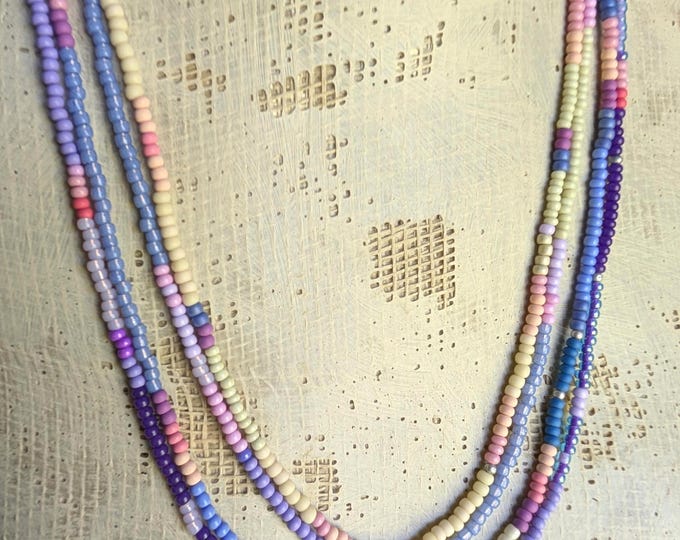 Lavender Fields: Four color block simple seed bead strands to wear alone or together