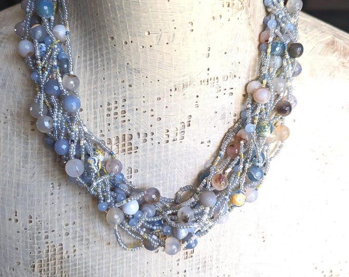 Aphrodite's Secret -  multistrand gemstone and seed bead necklace