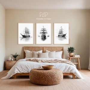 Vintage Sailing Ship Print, Nautical Wall Art, Ocean Ship Drawing, Maritime Art, Pirate Ship Decor, Antique Ship Sketch, Sea Voyage Poster