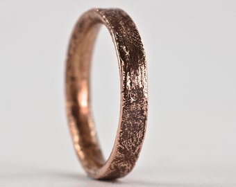 Rustic Gold Engagement Ring for Women in 9k Rose Gold, 4mm Wide