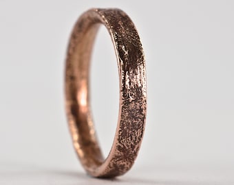 Rustic Gold Engagement Ring for Women in 9k Rose Gold, 4mm Wide