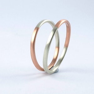 Hers and Hers Wedding Rings or Promise Rings, Golden Ratio 9k White and Rose Gold