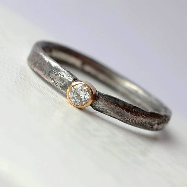 Rustic Diamond Ring - Etsy