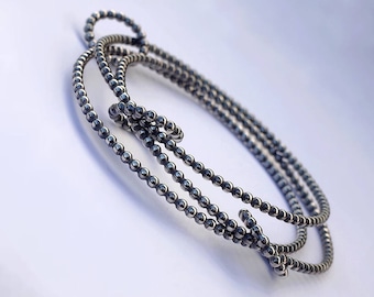 Interlocking Bangle Bracelet - Oxidized Sterling Silver Interlocked Bangles Set, Small Size