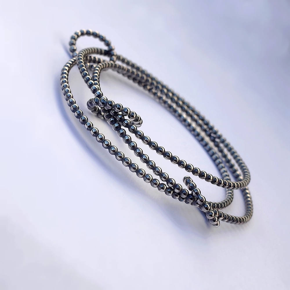 Interlocking Bangle Bracelet - Oxidized Sterling Silver Interlocked Bangles Set, Small Size