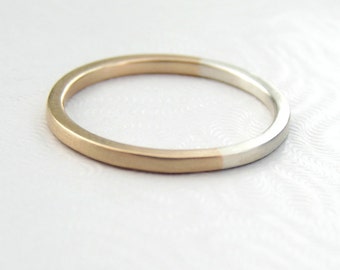 Golden Ratio Ring - Gift or Thin Wedding Band for Math Lovers, Geeks or Artists, 9kt Gold and Sterling Silver