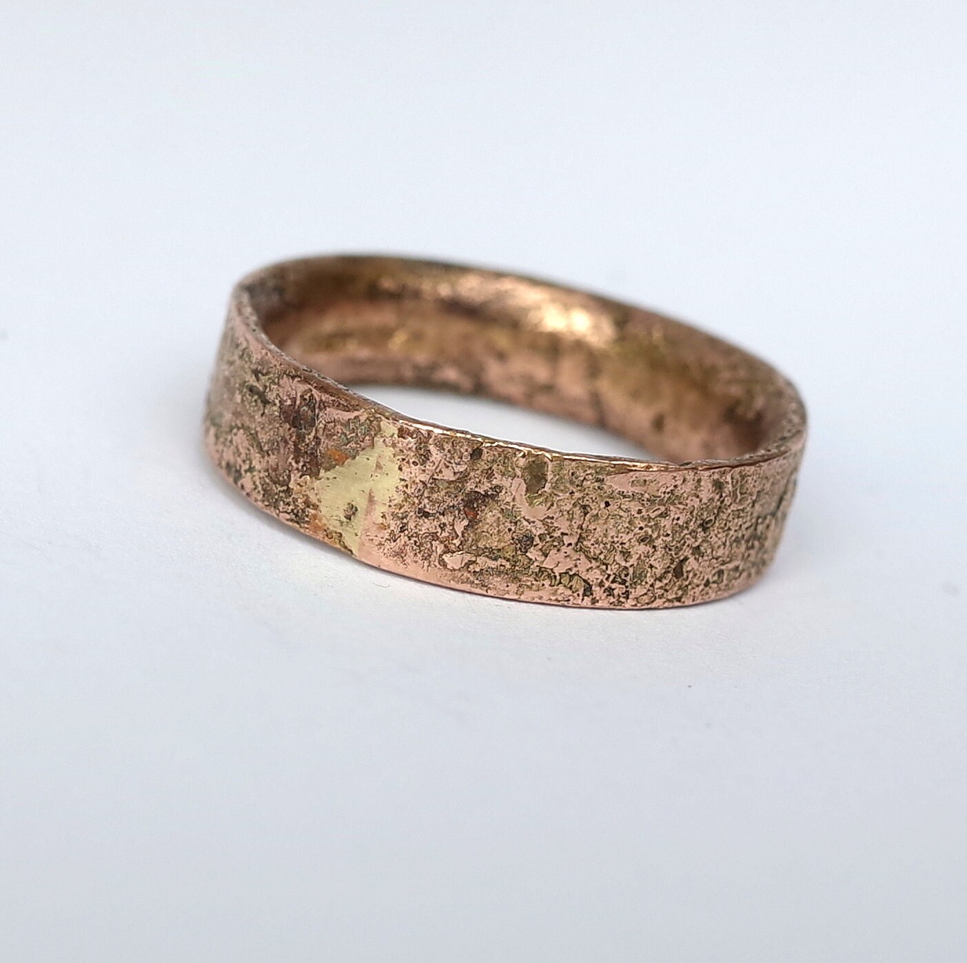 Rustic Gold Engagement Ring for Men in 9k Rose Gold, 6mm Wide - Etsy