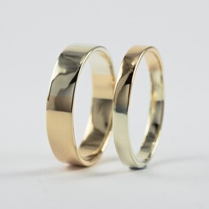 Golden Ratio Wedding Bands Set 9k White Gold and Yellow Gold, Unique His and Hers Rings image 4