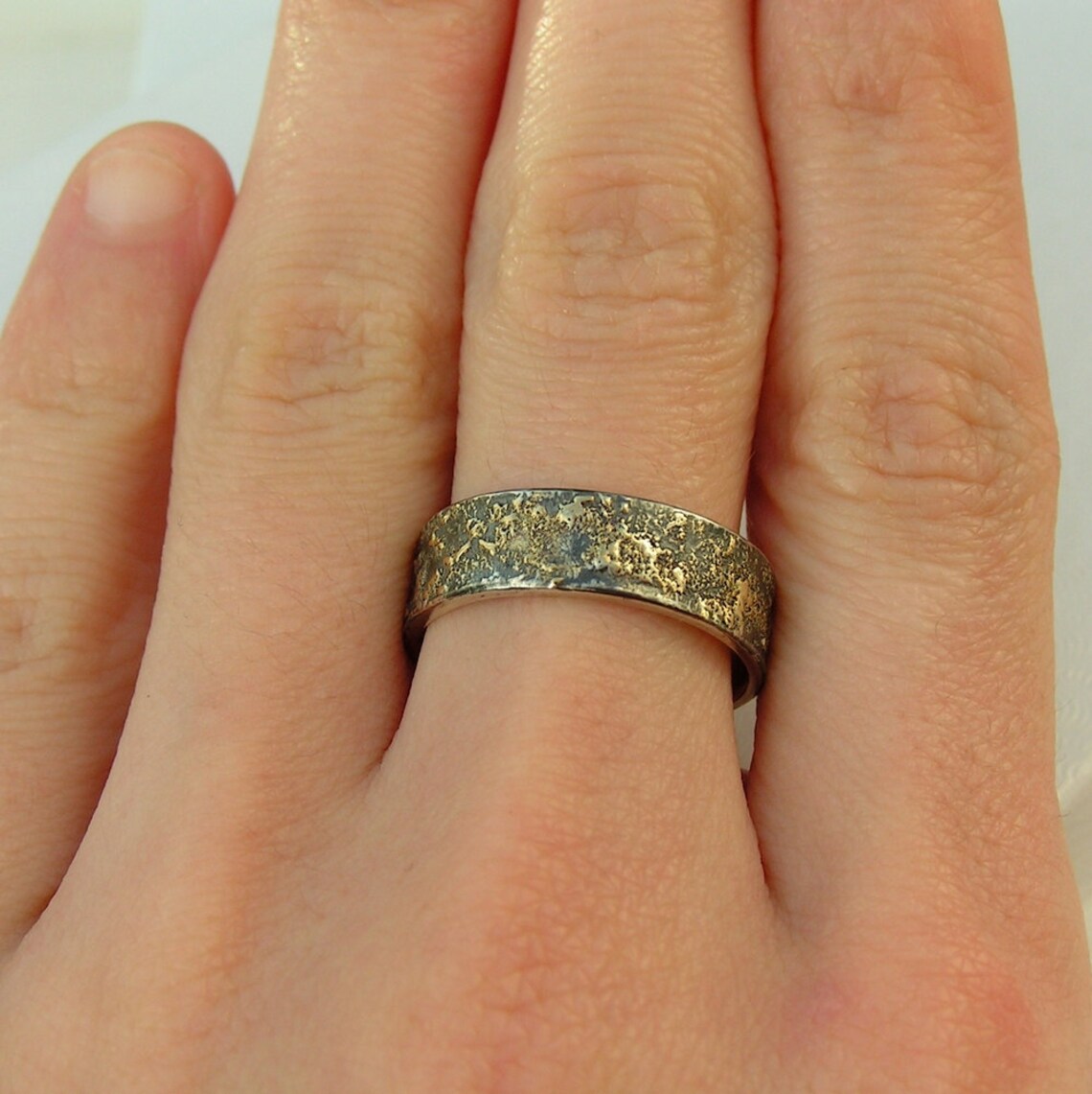 Gold Chaos Rustic Men's Wedding Ring in 18kt Gold and - Etsy