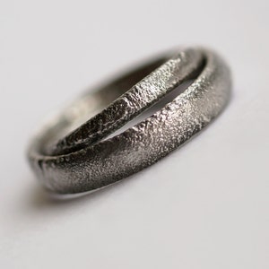 Rustic Wedding Bands Set Oxidized Sterling Silver Matching Rings image 3