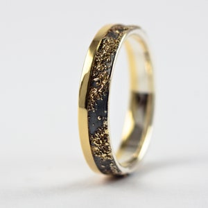 Gold Chaos with Gold Edge Sterling Silver and 18k Gold Wedding Band image 3