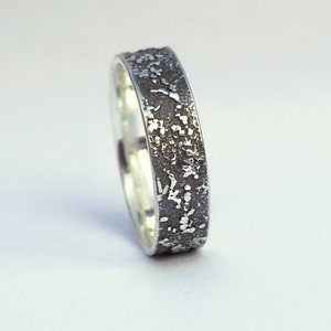 Silver Chaos - Oxidized Sterling Silver Rustic Wedding Band, His and Hers