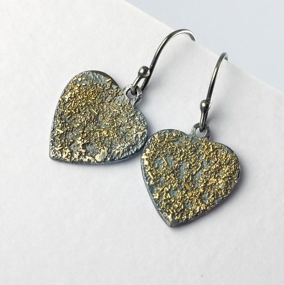 Gold Chaos Hearts Oxidized Sterling Silver and 18k Gold - Etsy