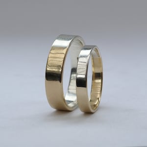 Golden Ratio Wedding Rings Set - Matching Wedding Bands, His and Hers, in 9k Gold and Sterling Silver