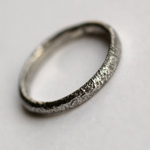 Rustic Wedding Bands Set Oxidized Sterling Silver Matching Rings image 4