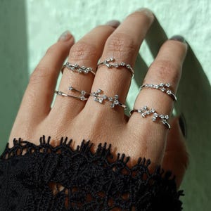 Bague constellation du zodiaque - Argent sterling 925, cadeau réglable bijoux signe du zodiaque pour elle - Bague pierre de naissance délicate, bague astrologie