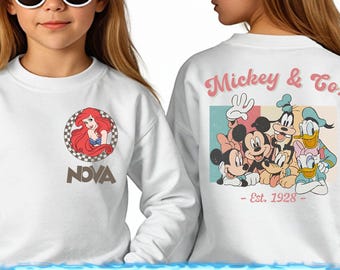 Checkered Mickey And Friends Kids Shirt, Toddler Boy Gift, Minnie Mouse, Mickey And Co T-Shirt, Disney Birthday Boy Girl Sweatshirt