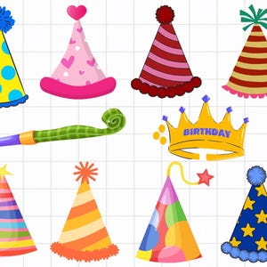 Birthday Hats SVG, Birthday Party Clipart, Party Hats SVG, Printable birthday party hat, Party hats for kids , Celebration Svg
