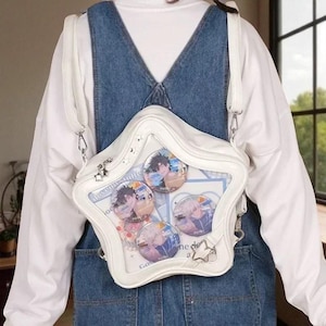 Kawaii Ita Backpack for Women – Clear Star Display Rucksack, Cute Anime School Bag, Transparent Crossbody Cosplay Purse