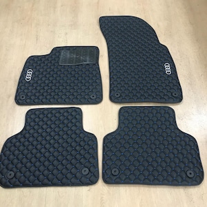 Alfombrillas de piel para Audi Q8 (2018-2024), diseño personalizado, logotipo bordado personalizado y patrón personalizado para tu vehículo.